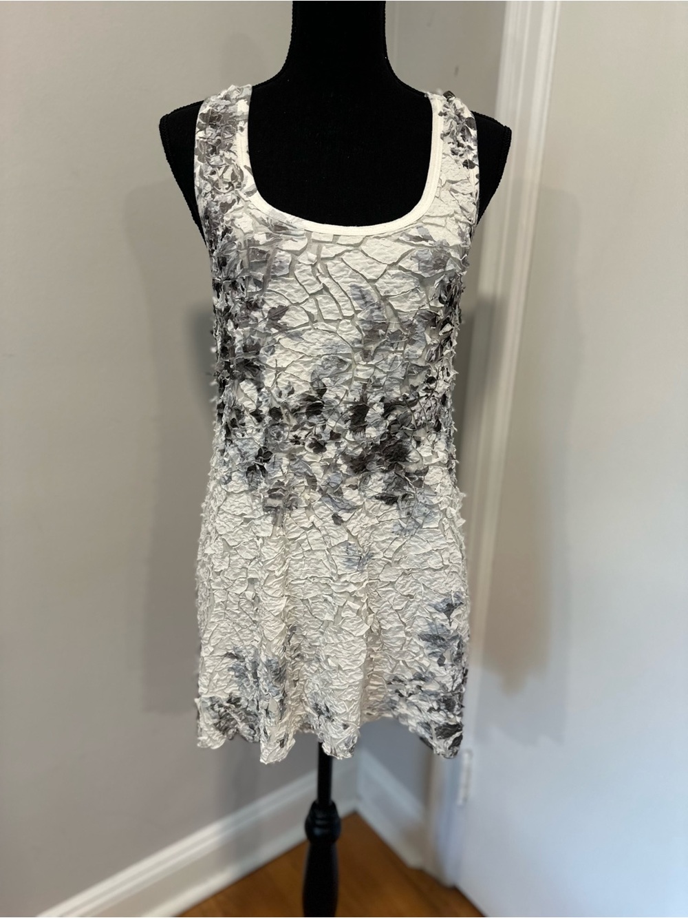 California Bloom sleeveless racer back crinkle 3D texture floral festival Dress